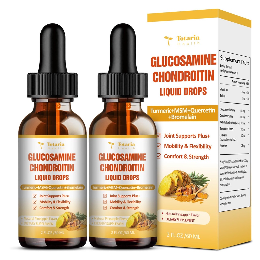 (2 Pacchetti) Glucosamina Chondroitin MSM Support Joint Health - Chondroitin Sulfate Supplemento Turmerico, Quercetina, Bromelain, MSM Olio