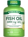 Verità della natura Omega 3 Fish Oil 2000 mg | 125 Liquid Softgels | Burpless, Lemon Flavor Pills | Non-GMO e Gluten