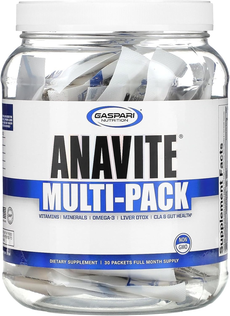 Gaspari Nutrition Anavite, Full Spectrum Multi-Vitamin Packs, Anavite Multivitamins, CLA, Omega 3s, Proven Gut, e Proven Liver Detox, Tutti in 1 (30 Serve, 5 in 1 Multivitamin Pack)