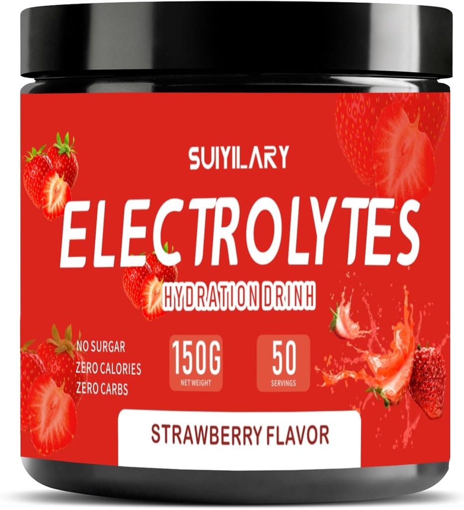Polvere di elettroliti senza carboidrati, Keto Daily Electrolyte Drink Mix, Potassium & Salt Hydration Powder Electrolytes Zero Calorie Sugar Free Electrolyte Powder, Strawberry 50 Servings