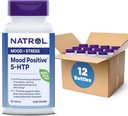 Natrol Mood Positivo 5-HTP 50mg con L-teanina, Vitamina B6, Vitamina B12 e Folate, Integratore alimentare Aiuta a sostenere un Mood positivo, 50 compresse, 25-50 giorni di alimentazione (Pack of 12)
