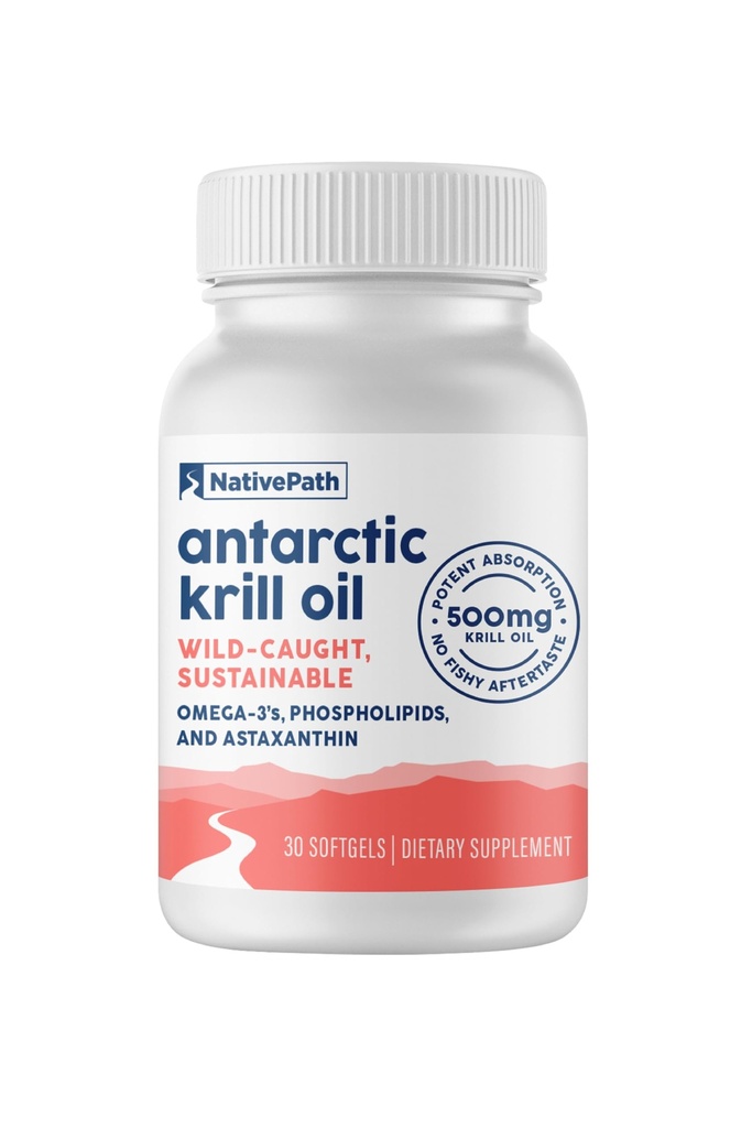 NativePath Wild-Caught Antarctic Krill Oil 500mg - Premium Astaxanthin 200mcg Phospholipid-Bound Omega-3 EPA DHA - Pure Formula GMP Certificato Terze Parti Testate - 30 Softgels
