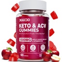 Keto ACV Gummies Perdita di peso avanzata, Keto Gummy Supplemento per le donne e gli uomini, con 1500MG Aceto di sidro di mele & vitamina B12, Vegan & non OGM, Detox & Cleanse, Low-Carb, 60 Conte