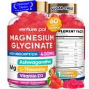 60 giorni di alimentazione Magnesio Glycinate 400mg Gummies con Ashwagandha, L-teanina, CoQ10, Vitamina D3 & B6, Zucchero gratis Magnesio Gummies per adulti e bambini, Rilievo di stress, Sonno & Calma, Vegan, Gluten Free
