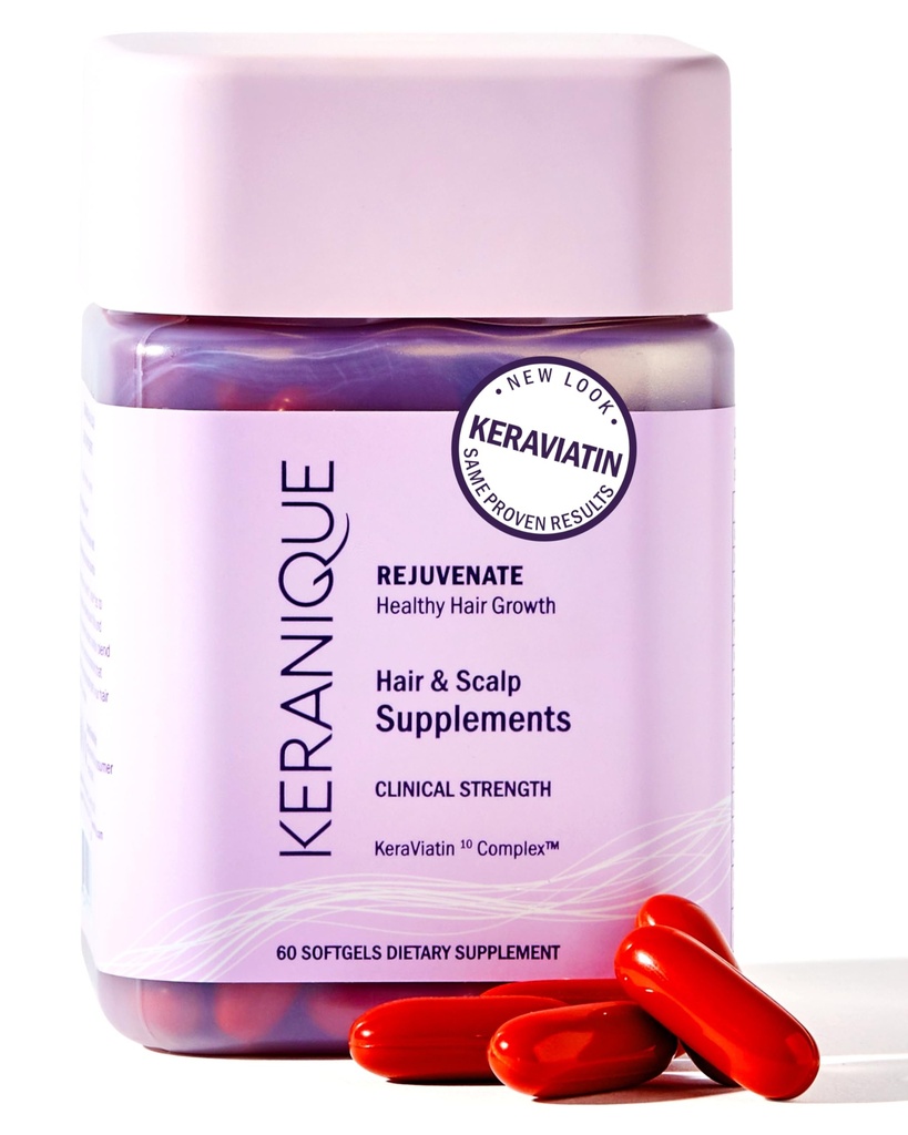 Keranique KeraViatin Hair & Scalp Health Supplement, Resistenza clinica, Biotina, Vitamina B, 120 Softgels-60 Conta (Pacchetto di 2)