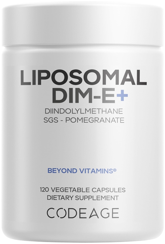 Codeage Liposomal DIM Supplemento - 4 mesi Fornitura di Vitamine DIM e SGS, Melograno, Broccoli, Vitamina E Isomeri Tocoferoli Alfa Beta Gamma Delta - Formula Liposomal - Gluten-Free - 120 capsule