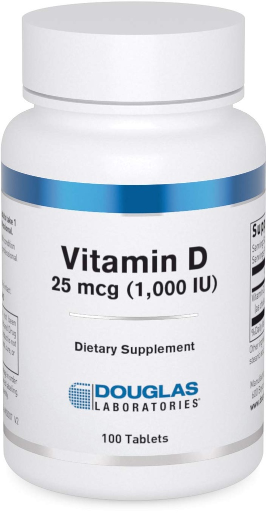 Douglas Laboratories Vitamin D 25 mcg (1,000 IU) - D3 Vitamina - Per il supporto immunitario, Salute e Salute dei Denti * - D Vitamina come Cholecalciferol - 100 compresse