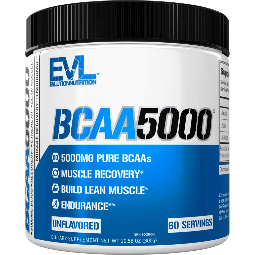 Evlution EVL BCAAs Aminoacidi Polvere - BCAA polvere Post Workout Recovery Drink e Stim Free Pre Workout Energy Drink Powder - 5g Aminoacidi a catena ramificata Supplemento per gli uomini - Polvere non aromatizzata