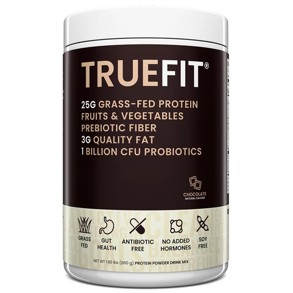 TrueFit Gut polvere proteica sana, Grass-Fed Whey Meal Sostituzione Shake con Prebiotici, Probiotici, & Superfood organici, Keto Friendly, Gluten Free