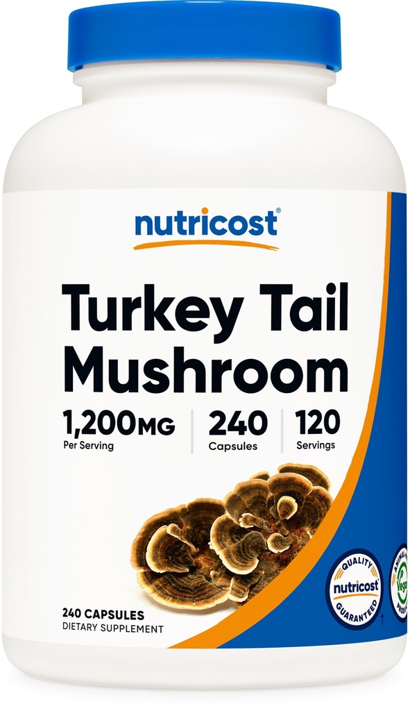 Nutricost Turchia Tail Mushroom Capsule 1200mg, 120 Serve (240 Capsule) - Gluten Free, Non OGM e Per vegetariani