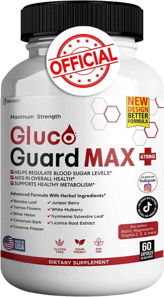Gluco Guard Max Daily Wellness Support Supplemento con Vitamine, Minerali e Erbe – Cromo, Magnesio, Banaba, Bitter Melon e Zinco – Non OGM, Senza Glutine – 60 Capsule