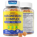 Magnesio Complesso Gummies 400mg, Magneisum Glycinate Citrate Malate + Turmerico, GABA, B6 B12, Kava Kava, L-teanina per il sonno, Calma, Rilassamento, Energia, Magnesio Gummies per uomini donne, Vegan, 2 Pack