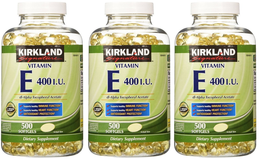 Kirkland Firma, Vitamina E 400 IU 500 Softgels fvKDn (Pack of 3)
