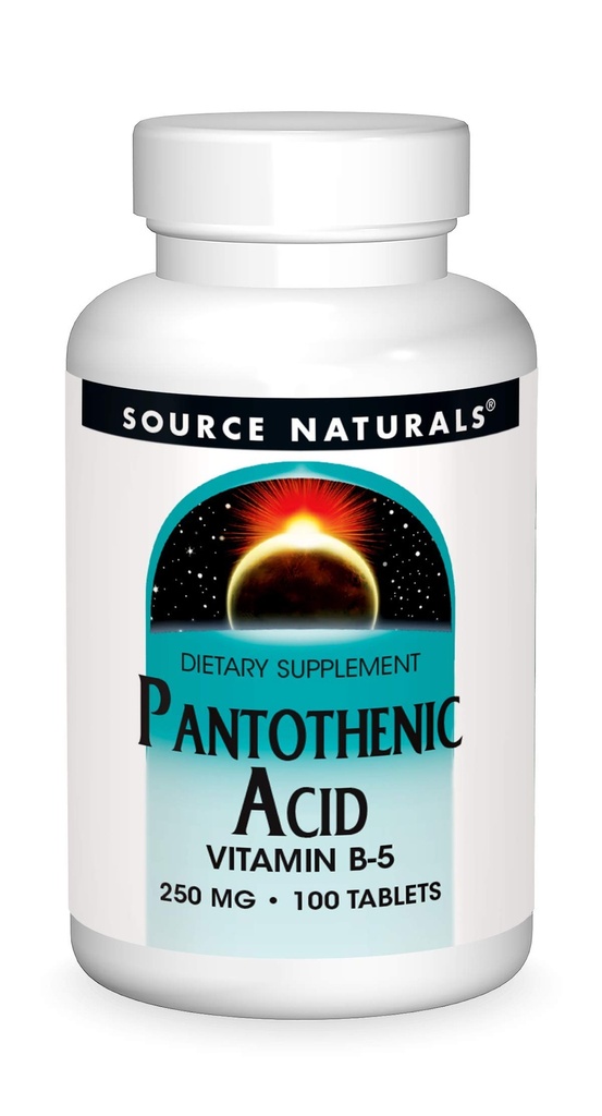 Fonte Naturals Acido pantotenico 250 mg Vitamina B-5 Integratore alimentare - 100 compresse