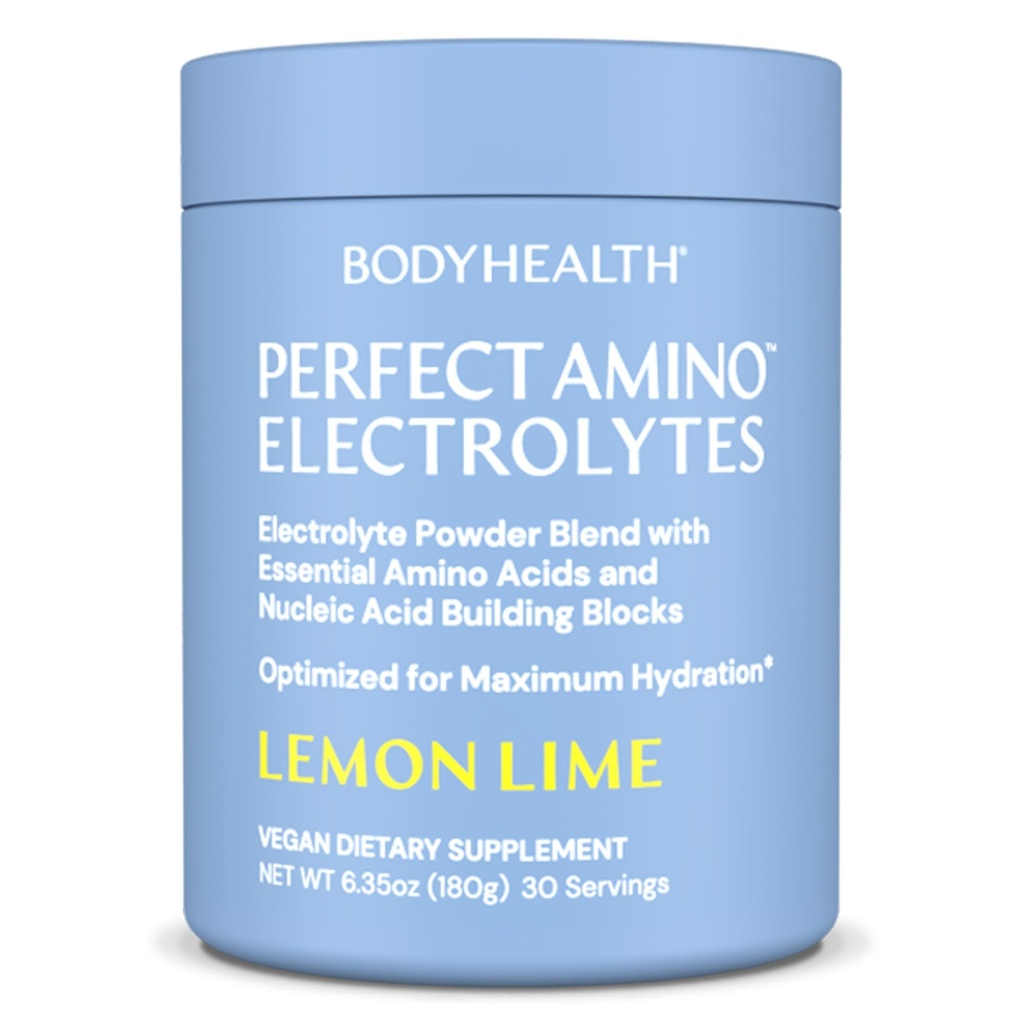 BodyHealth PerfectAmino Electrolyte Powder No Sugar, Hydration Fasting Keto Zero Sugar Electrolytes Drink Mix con Trace Minerals - Lime Limo - 30 Serve