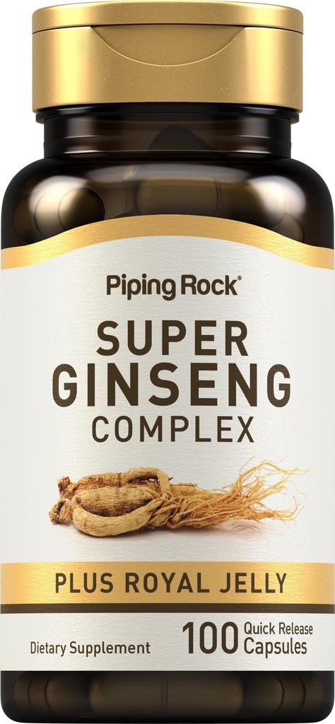 Piping Rock Ginseng Complex Capsule | 100 Count | con Royal Jelly | Non OGM, Gluten Free Supplement
