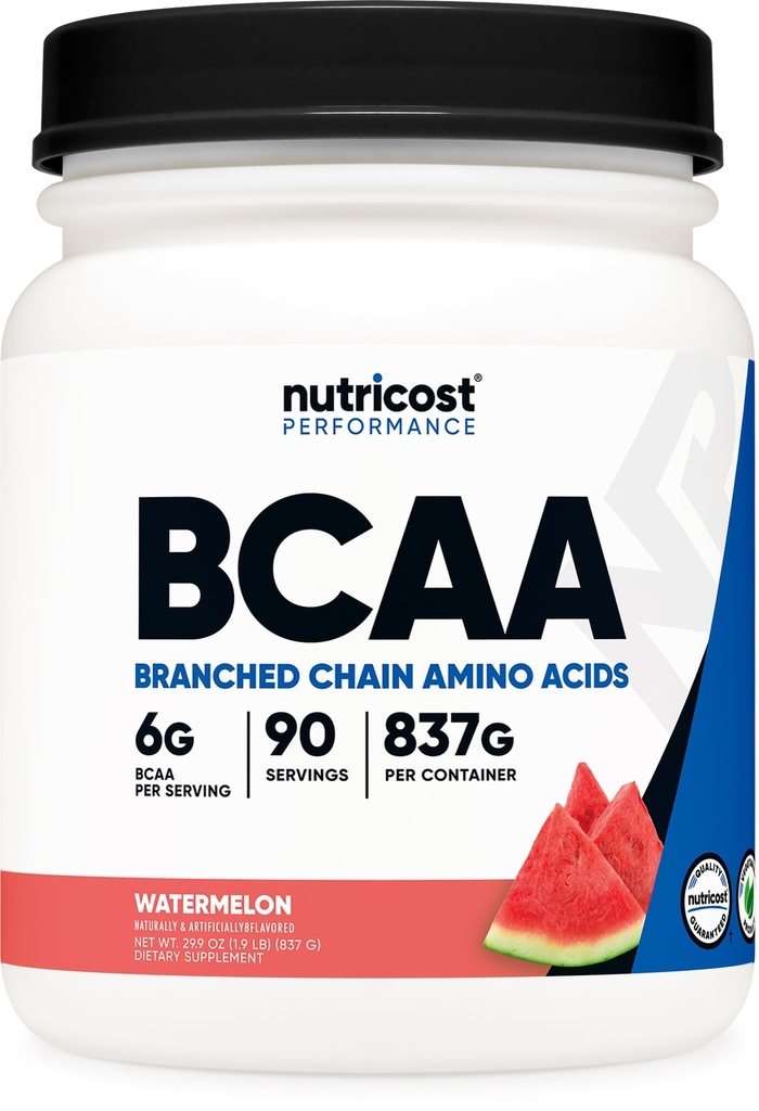 Polvere BCAA Nutricost (Watermelon, 90 Serv) - Rapporto ottimale 2:1:1:1