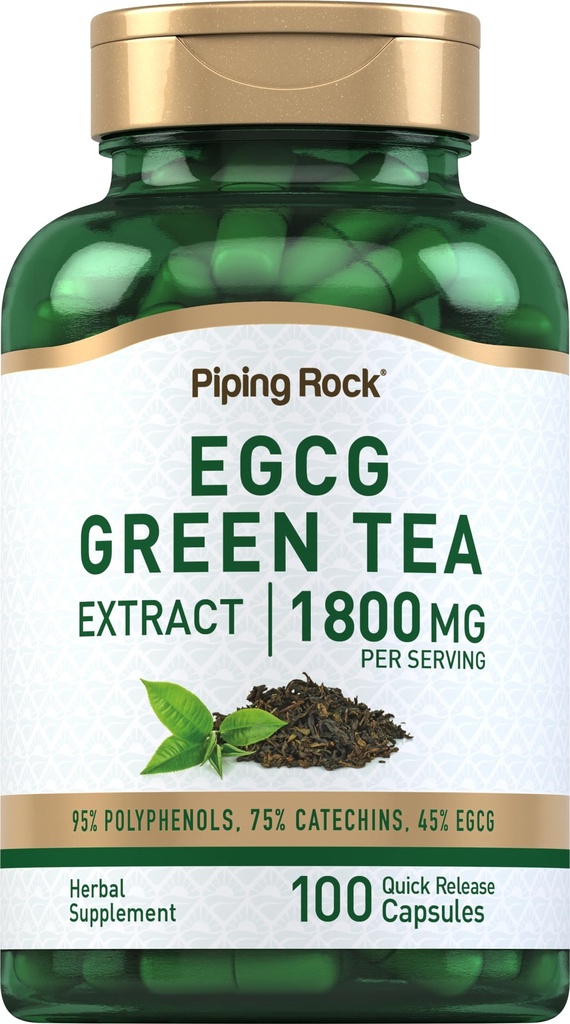 Piping Rock EGCG Estratto di tè verde 1800 mg | 100 capsule | Supplemento standardizzato | Non OGM, Gluten Free