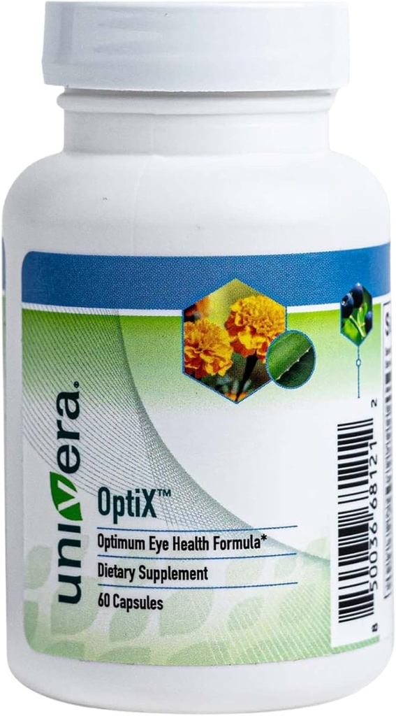 Univera OptiX, Vitamine oculari, Lutein, Zeaxanthin, Vitamina C, Zinco, Beta Carotene, Bilberry, Selenio, Supporta Strains Eye, Mantiene lenti oculari sane, Alimentazione di 30 giorni
