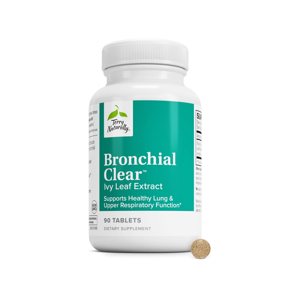 Terry Naturally Bronchial Clear - 90 compresse - Soothing polmone e superiore funzione respiratoria supplemento di supporto, Non-Drowsy, Non-Jittery - Non-OGM, Gluten-Free - 90 Serve