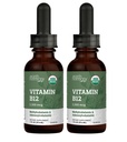 USDA Organic Vitamin B12 2000mcg Sublingual Liquid Supplement (2-Pack) - Vegan Methylcobalamin Gocce per l'energia naturale, mantenere il metabolismo e il supporto del sistema immunitario - 1 Fl Oz