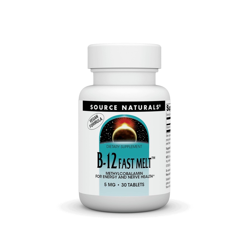 Fonte Naturals Vitamina B-12, Supporta la produzione di energia* 5 mg - 30 Formula vegana di fusione veloce