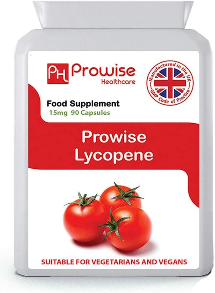 Licopene 10% Beadlet 15mg 90 Capsule - UK Prodotto | GMP Standards by Prowise Healthcare - Adatto per vegetariani e vegani