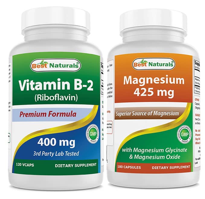 Vitamina B2 (Riboflavin) 400mg & Magnesio Glycinate 425 mg