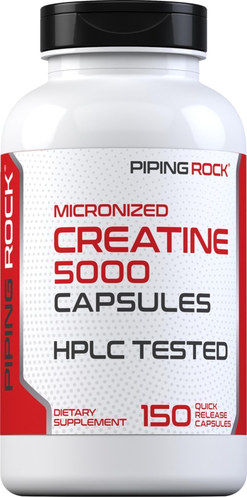 Piping Rock Creatine Monoidrato capsule | 5000mg | 150 pillole | Integratore Micronizzato per Uomini e Donne | Non OGM, Gluten Free