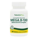 NaturesPlus Mega B-100 Complex - 60 Compresse di rilascio prolungate - Complesso B bilanciato - Supporto energetico - Vegetariano, Senza glutine - 60 Serve