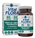 Vital Planet - Vital Flora Uomo 55+ Probiotici giornalieri, 60 miliardi di CFU, 60 Diverse Strains, 7 Prebiotici Organici, Supporto Immune, Rilievo Gas, Probiotici per la Salute Colon e Digestiva per Uomo 30 Capsule