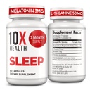 10X Salute Integratori per Adulti - 60 Capsule - Melatonina 3mg, L Theanine, Magnesio Supplemento, Magnesio Ossido per Deep, Migliore Riposo e Rilassamento - 3-in-1 Natural Sleep Support