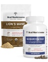 Vitamina D2, Zinco Chelato, Chaga, Reishi (120ct) e Polvere Mane del Leone Organico (60 Serve) Bundle - Immunità e supporto cognitivo, Assorbimento Migliorato - Vegan, Gluten Free, Non OGM