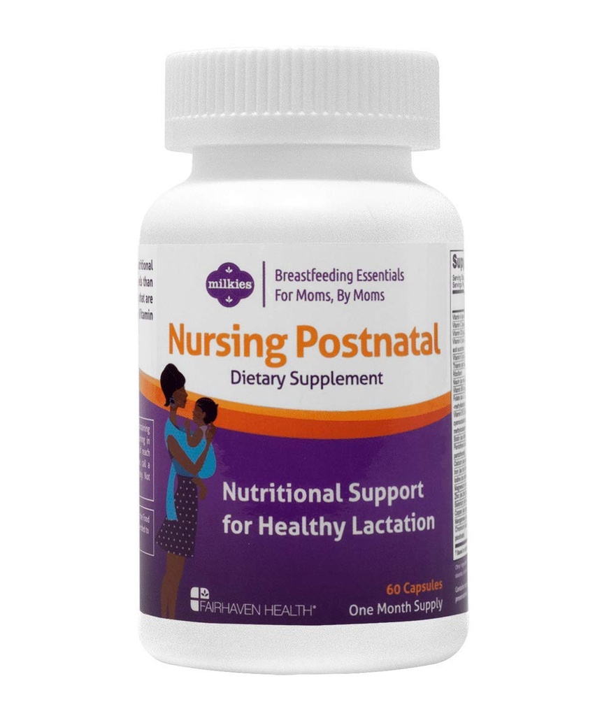 Milkies Fairhaven Salute Infermieristica Postnatal Integratore Vegetariano per l'allattamento al seno Donne con Vitamina D e B, Latte Nutrito Seno Multivitamina - Gluten and Dairy Free - 1 Mese di fornitura