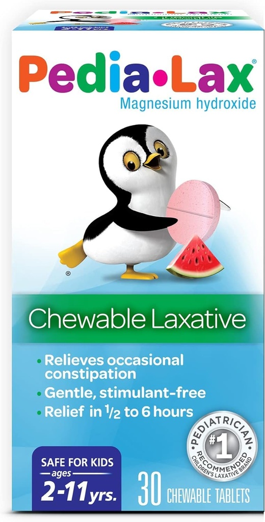 Pedia-Lax Laxative Chewable Tablets per bambini, età 2-11, aroma di anguria, 30 CT