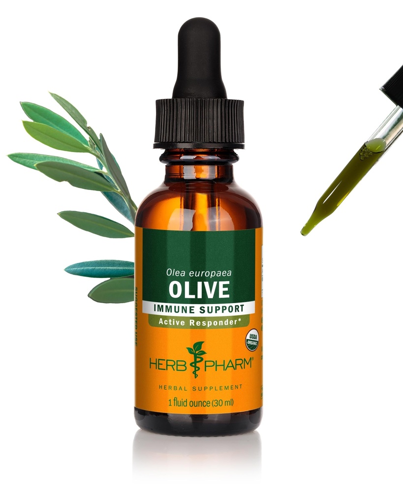 Estratto di liquido di foglia di oliva biologico certificato di Herb Pharm per il supporto del sistema immunitario - 1 oncia