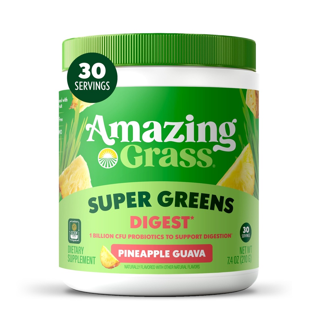 Digerimento della miscela di erbe: Super Greens Powder Smoothie Mix per il supporto della digestione con Spirulina organica, clorella, polvere di radice di barbabietola, enzimi digestivi e probiotici, 30 Serve
