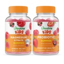 Bambini di Magnesio vitali + Probiotico 2 miliardi di CFU Bambini, Gummies Bundle - Grande degustazione, Supplemento di vitamina, Senza glutine, OGM libero, pancia masticabile
