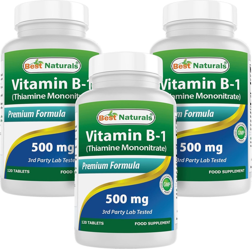 Best Naturals Vitamin B1 come Thiamine Mononitrate 500 mg 120 compresse (120 conteggio (Pack of 3))