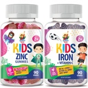 Gummie di ferro per bambini e gommoni di zinco per bambini. Vitamine di ferro con vitamina C. Gomma masticabile in zinco per il supporto immunitario - potente antiossidante naturale supplemento non OGM per bambini Donna Adulti