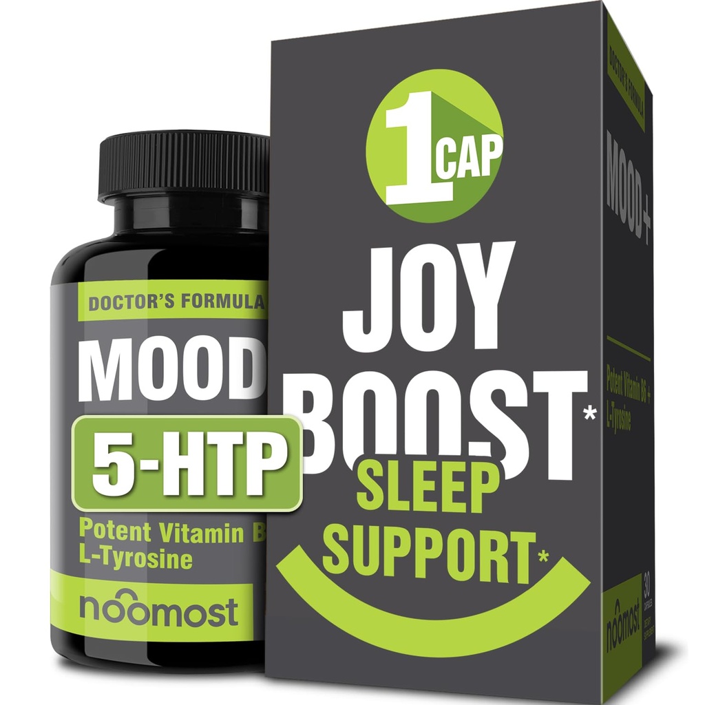 NooMost Mood Support Supplemento per Boost Mood, mente e corpo calmi, risposta Stress, supplemento di energia – Arbal Adaptogens: Ashwagandha, L Tyrosine, 5 HTP, fiore della passione, 30 conti