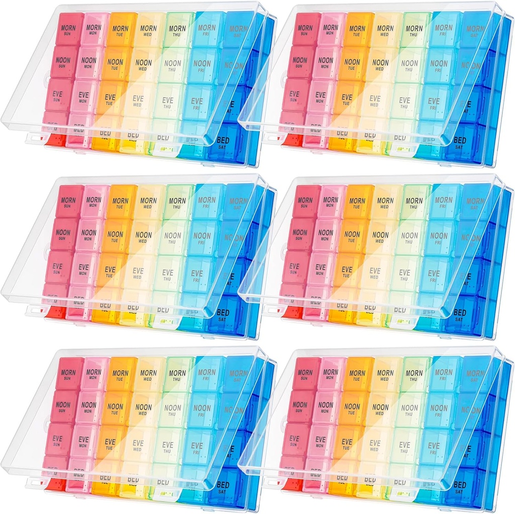 Hsei 6 pacchetto settimanale Pill Organizer Box 4 volte al giorno 7 giorni impermeabile Pill Case Big Medicine Box Travel Daily Container per Vitamine Integratori di olio di pesce