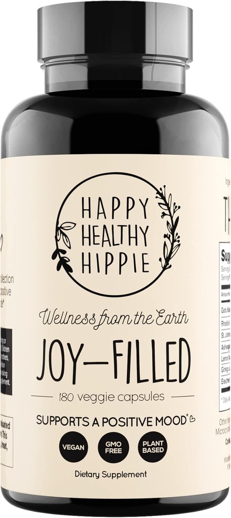 Joy-Filled Mood Support Supplemento - 7 Herb Complex w/St. Johns Wort (180 Ct) | Rhodiola Rosea, Eleuthero, Ashwagandha | Stress Relief – Aiuta a calmare la mente e il corpo | 100% Pianta-Based Happy Pills