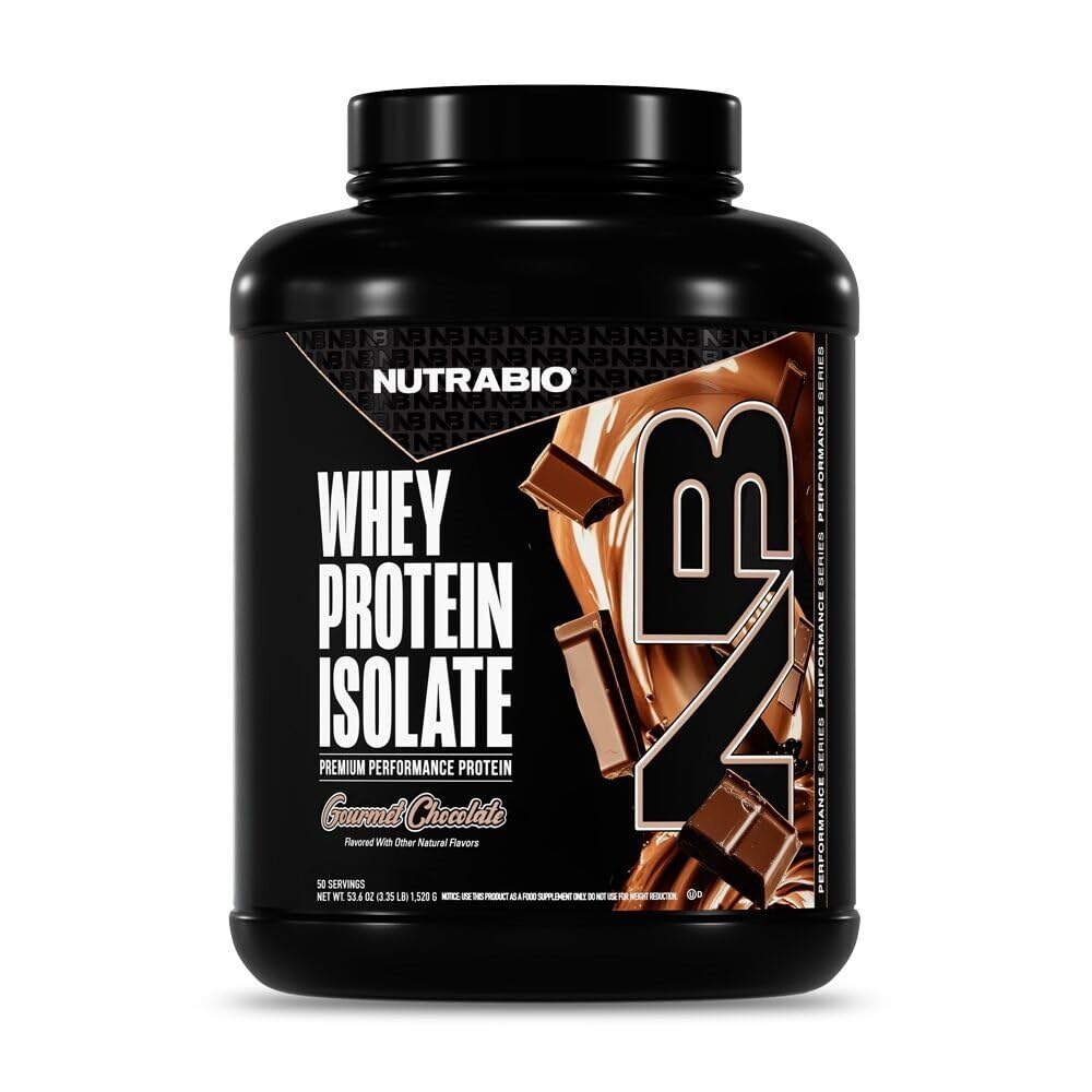 NutraBio 100% Whey Protein Isolate Protein Powder, 25g Protein con profilo completo dell'aminoacido, Non OGM, Soy & Gluten Free, Carbo basso, Polvere di proteine del siero di calcio basso, Cioccolato olandese, 5 Lbs