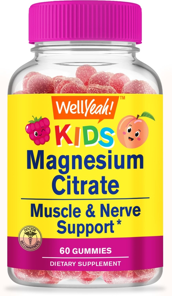 Bene Sì Magnesio Citrato Gummies per Bambini - Chewable Stress Rilievo Supplemento per Bambini - Naturale Calma, Mood Support, Non OGM, Gluten Free - Natural Source Flavors - 60 Gummies