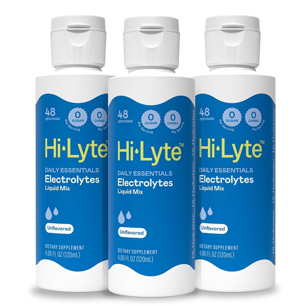 Hi-Lyte Daily Essentials Electrolytes Liquid Mix Unflavored, 144 Serve