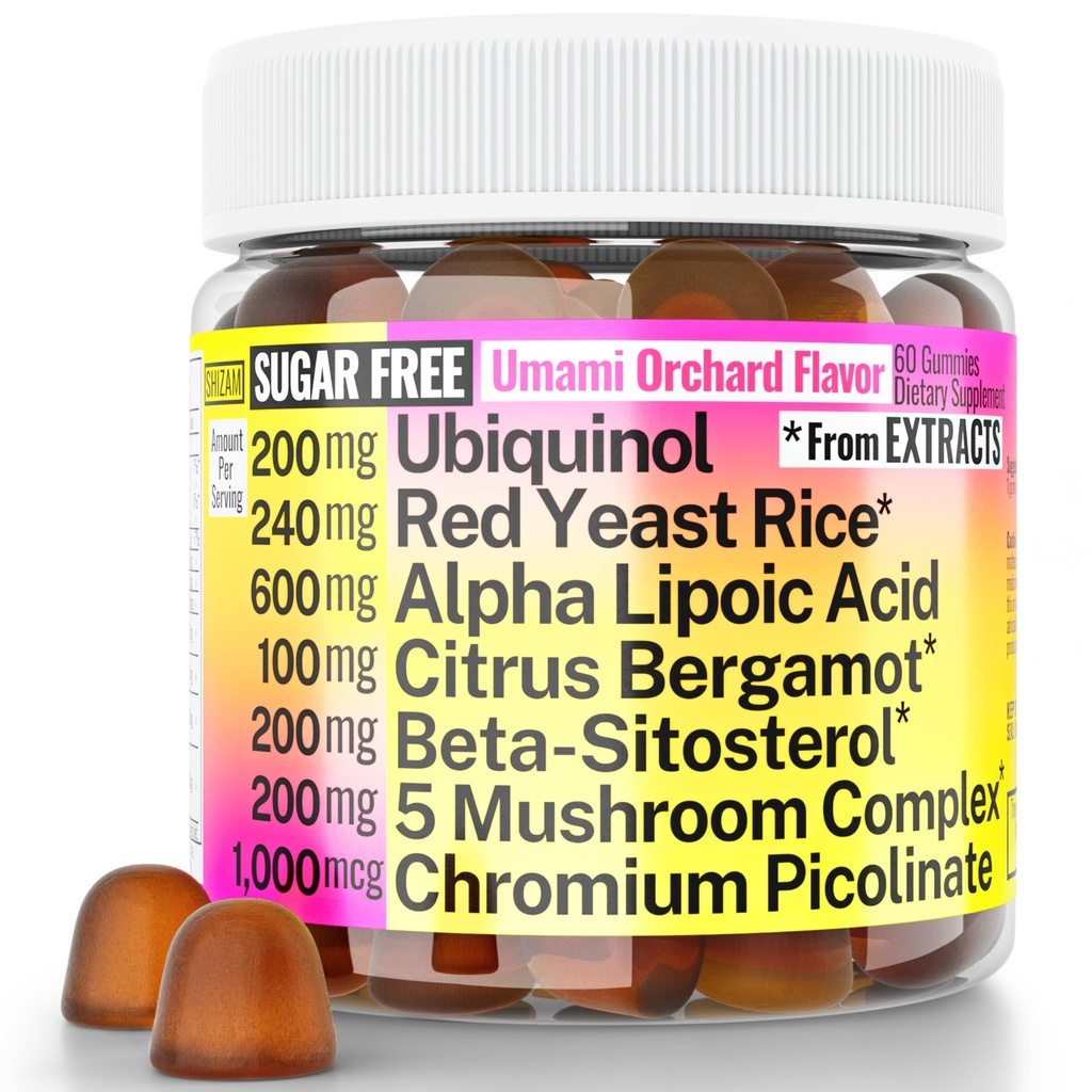 Citrus Bergamot Beta-Sitosterol Chromium Picolinate Zucchero-Less Gummies w Lion's Mane Turchia Tail Reishi Cordyceps Chaga, Pillole Capsule Supplemento Alt