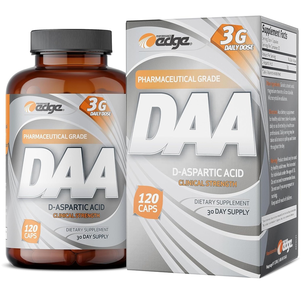 Prestazioni Edge DAA D-Aspartic Acid 3g Dose giornaliera 30 giorni di alimentazione, 120 capsule