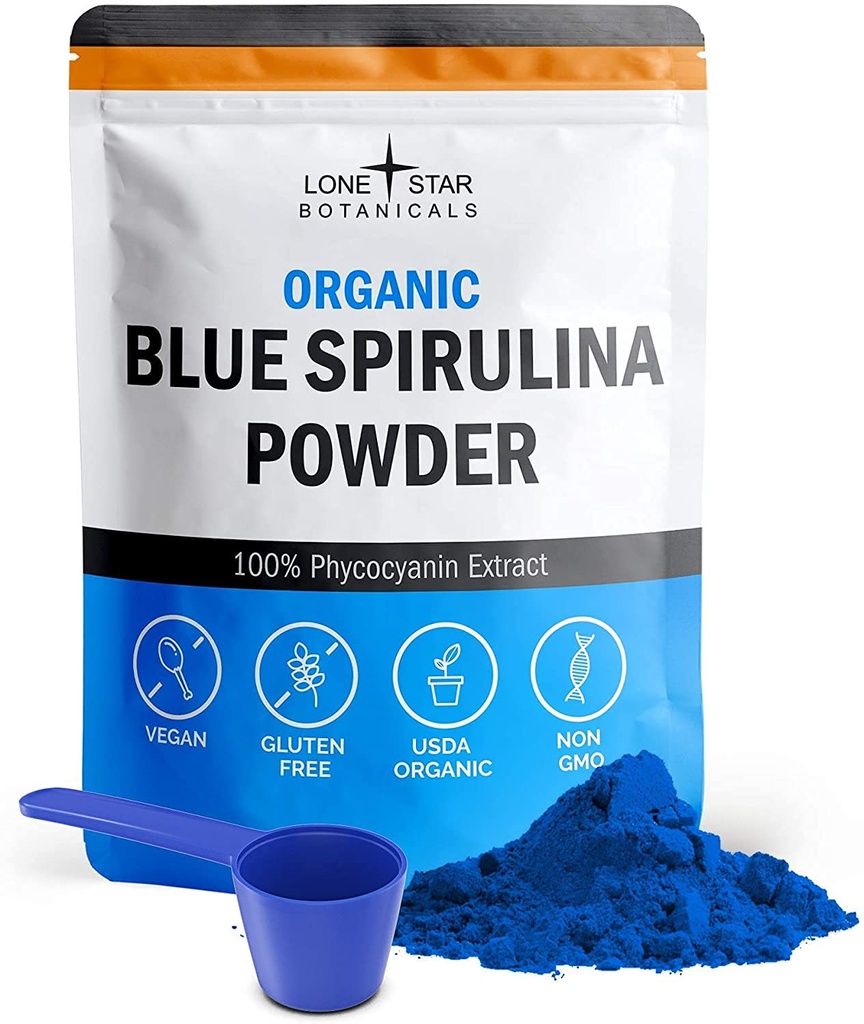 Botanical Lone Star Polvere a Spirulina Blu Organica - alghe Blue-Green 100% Pure, No Fishy Smell, Superfood Vegan per Smoothies & Drinks, Non OGM, Senza Gluten, Vegan