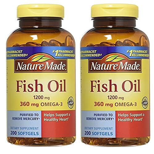 Natura fatta olio di pesce 1200mg con Omega-3, 400 Softgels